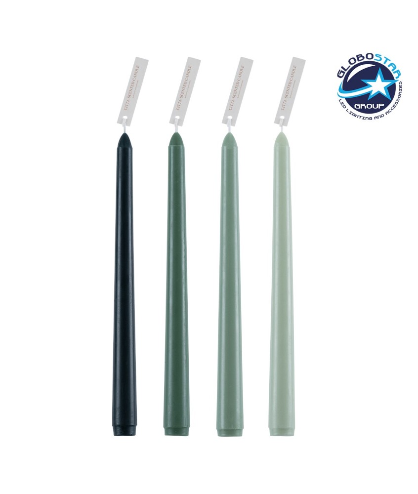 GloboStar® SPRING-FOREST 35210 ΣΕΤ 4 Αρωματικά Κεριά Κηροπηγίου Παραφίνης με Άρωμα Φρεσκάδα Βουνού Πολύχρωμα Μ2 x Π2 x Υ25cm